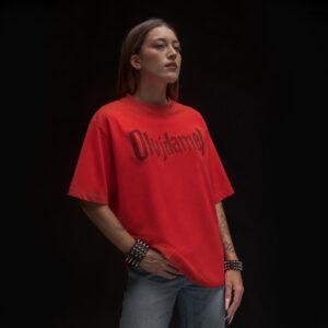 RED / BLACK STUD OVERSIZED TEE