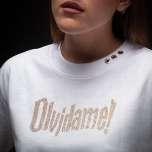 WHITE / GOLD STUD CROP TEE