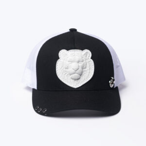 BLACK/WHITE TIGER PIERCED CAP